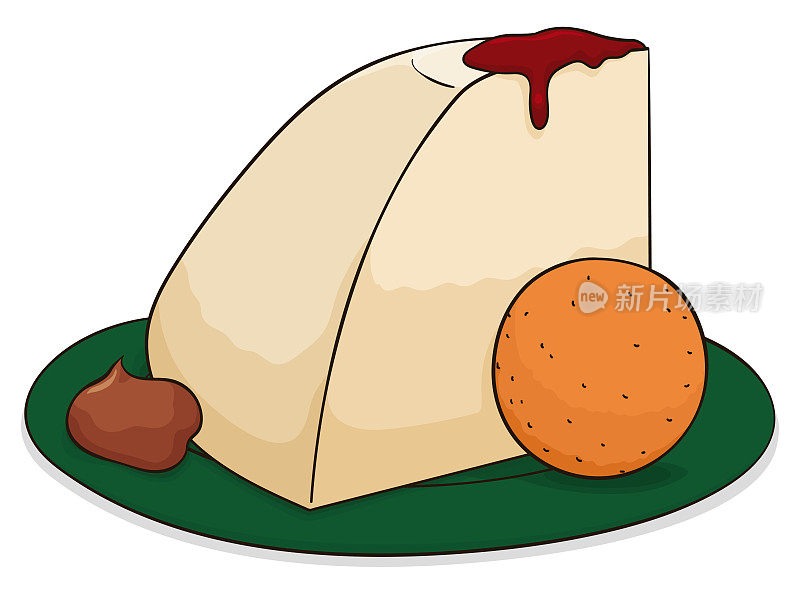 椰子味的传统蛋奶沙司，馅饼和奶油冻，矢量插图