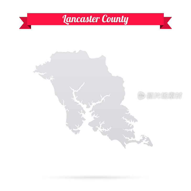 弗吉尼亚州兰开斯特县。白底红旗地图