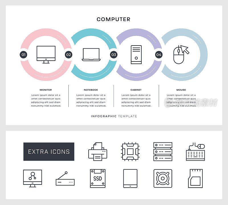 计算机信息图设计与线图标