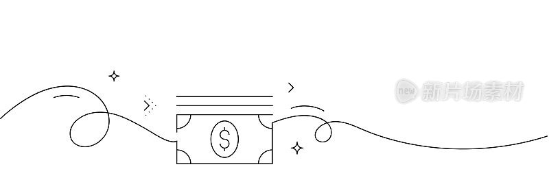 连续线条绘制的货币图标。手绘符号矢量插图。