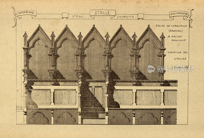 Essiastical建筑装饰，教堂摊位，建筑史，装饰和设计，艺术，法国，维多利亚，19世纪