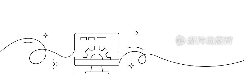 自动化图标的连续线条绘制。手绘符号矢量插图。