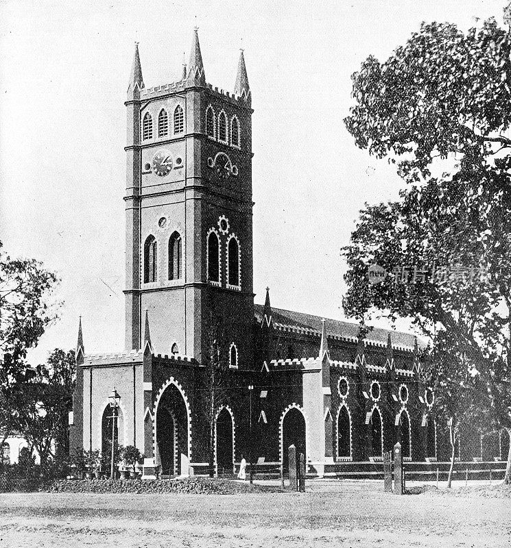 1895年印度的人物和地标:班加罗尔的圣安德鲁教堂