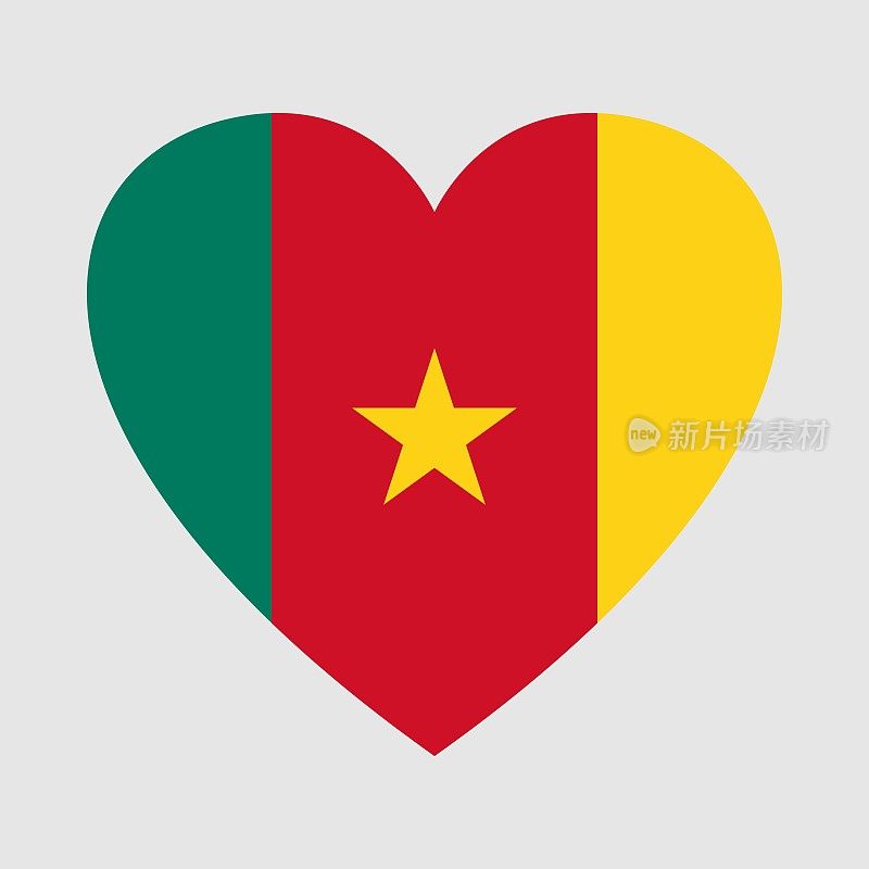 喀麦隆国旗。心的形状