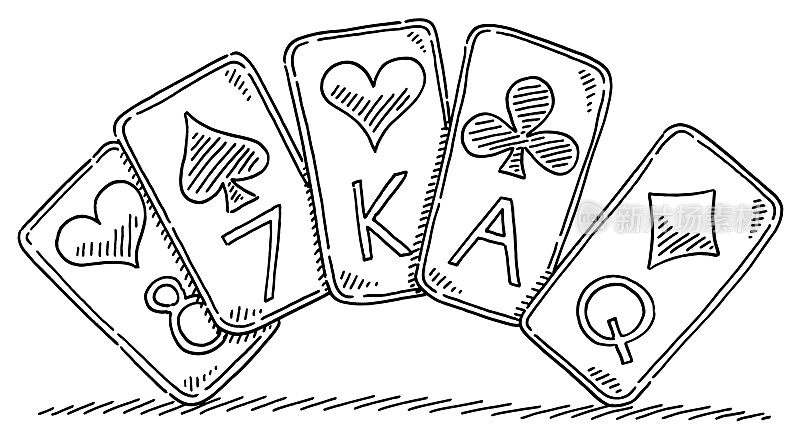 五张扑克牌符号画
