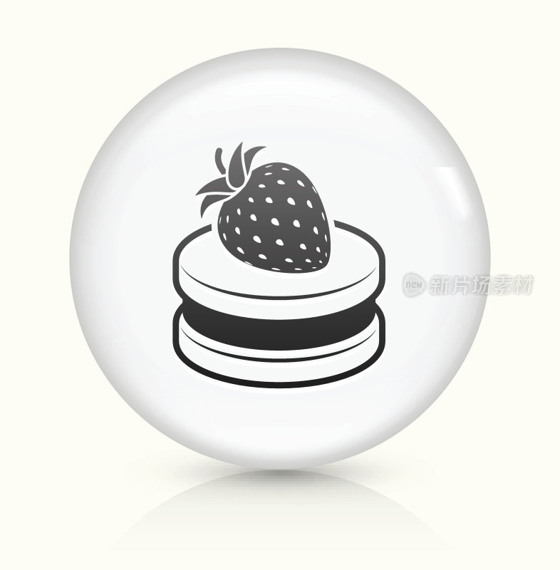 樱桃蛋糕图标上的白色圆形矢量按钮