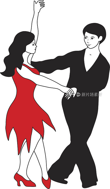 穿着白色、红色和黑色的舞者。