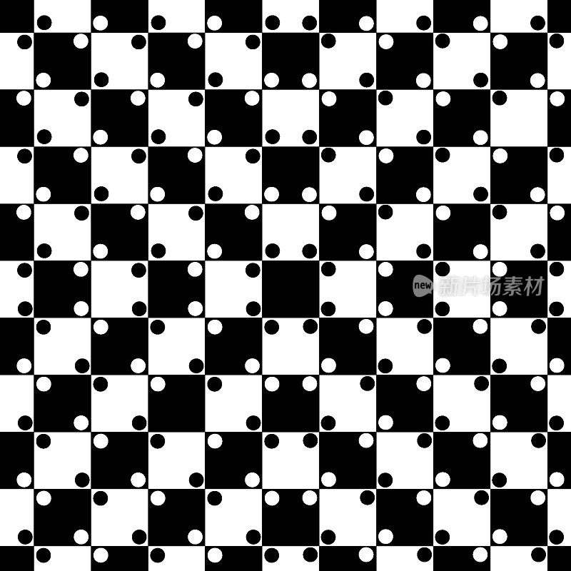 平行线光学错觉与黑白格子图案-无缝