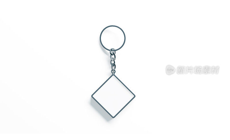 空白金属菱形白色钥匙链模拟向上视图
