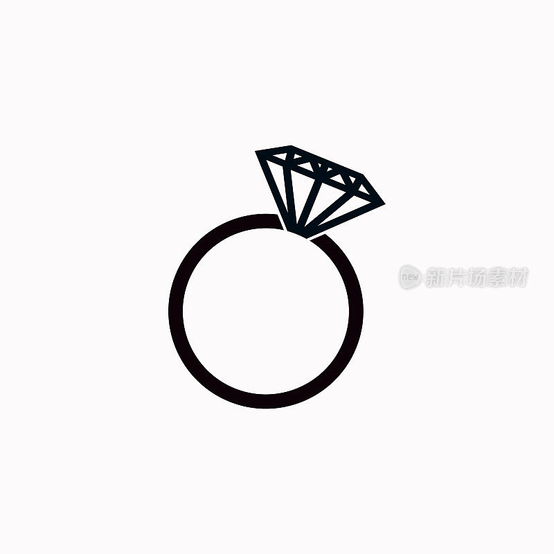 钻石戒指-矢量图标。