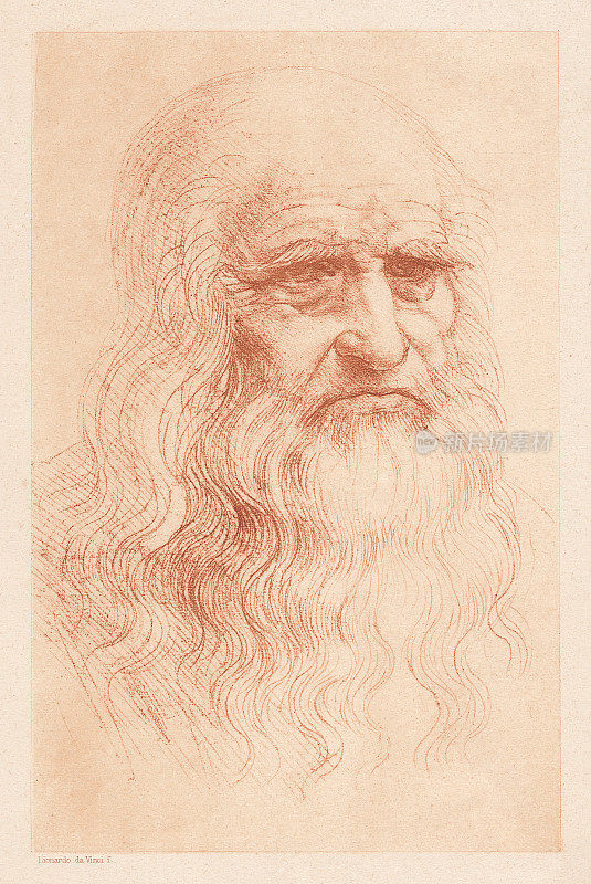 列奥纳多·达·芬奇(1452-1519)，意大利博学多才，凹版印刷，出版于1884年
