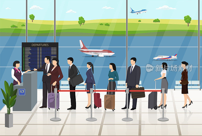 机场旅客排队登记