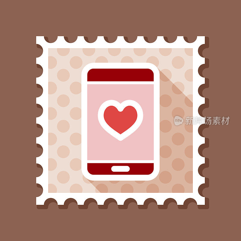 心形智能手机邮票，浪漫电话