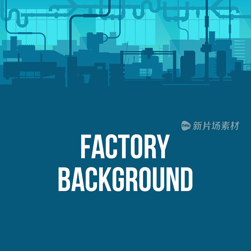 创意矢量插图的工厂生产线制造工业工厂场景室内背景。美术设计的工业4.0区剪影模板。抽象概念图形元素