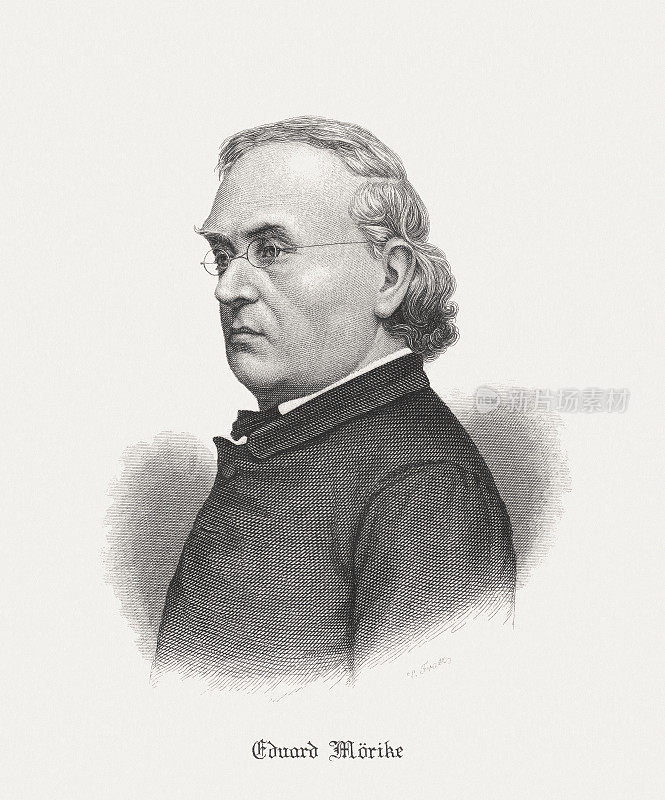 爱德华M?rike(1804-1875)，德国诗人，钢版画，1892年出版