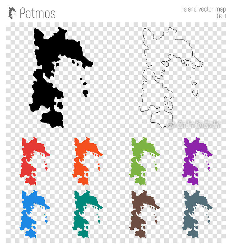 帕特莫斯高详细地图。