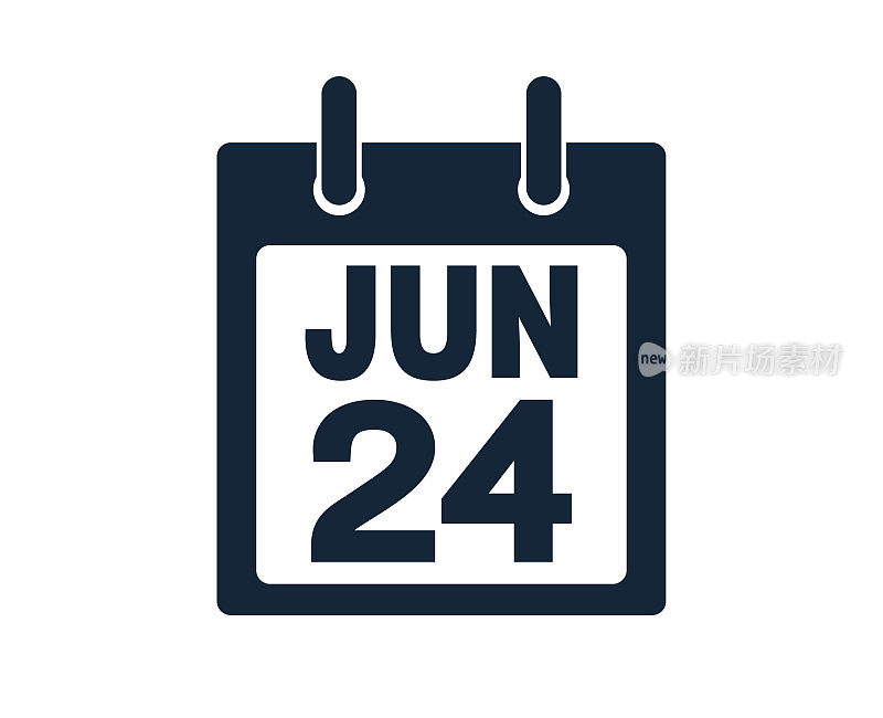 6月24日日历图标股票矢量插图