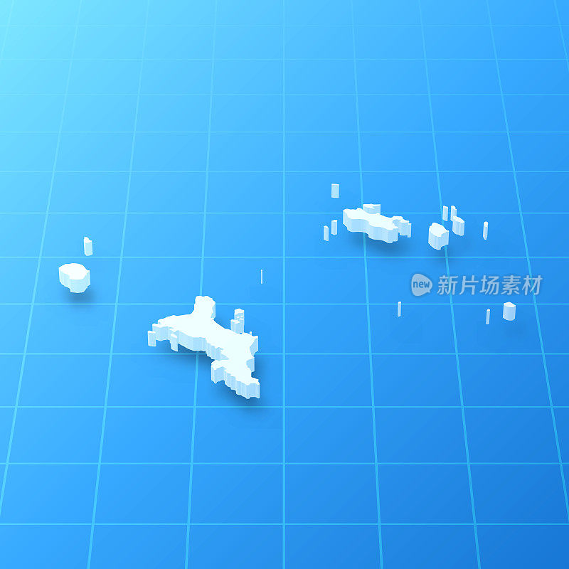 塞舌尔3D地图上的蓝色背景