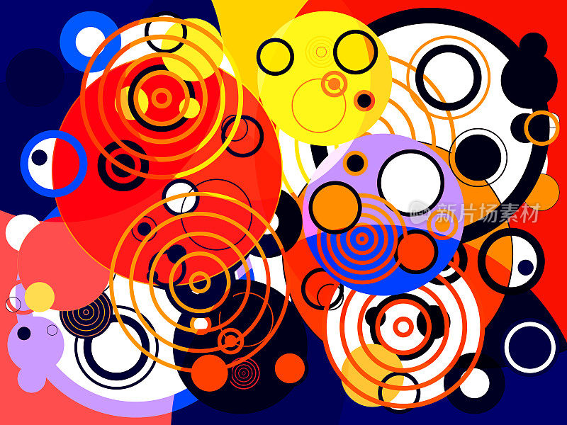 抽象彩色几何现代艺术-圆圈和环。