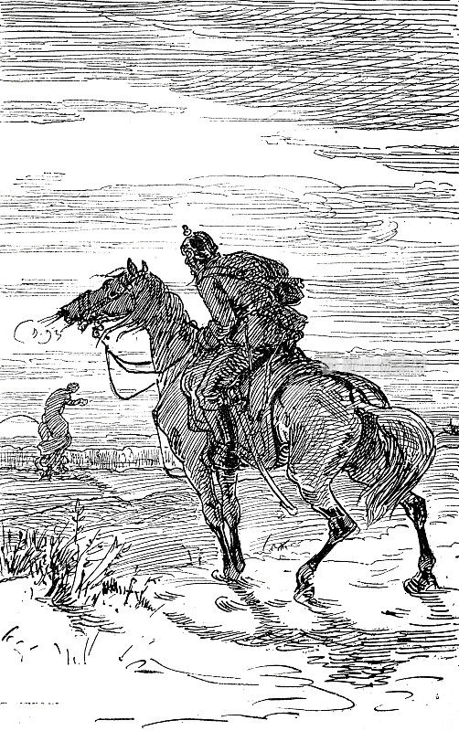 士兵在夜晚骑马