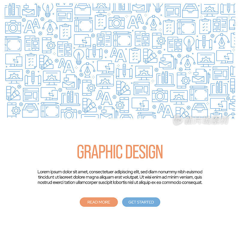 图形设计与图案相关的横幅设计。现代线条风格图标矢量插图