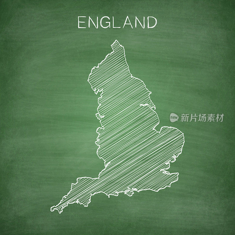 英格兰地图画在黑板上-黑板