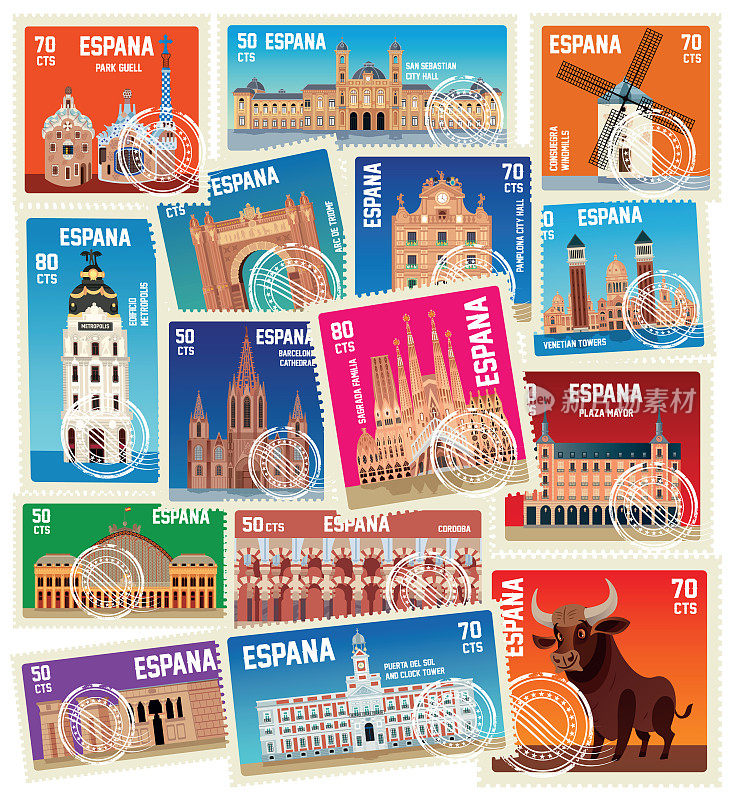 西班牙的邮票,符号
