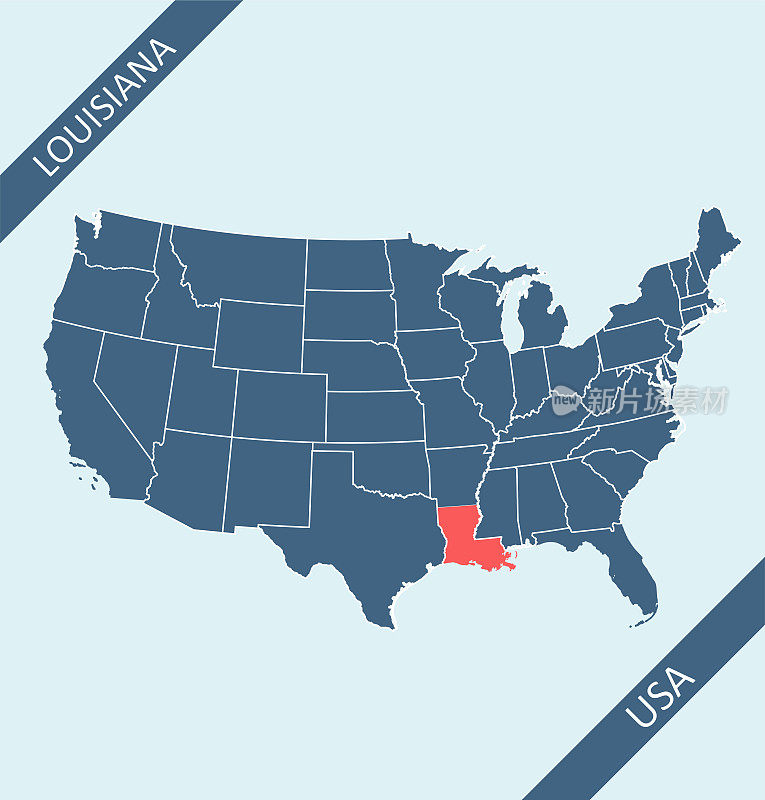 美国地图上的路易斯安那州