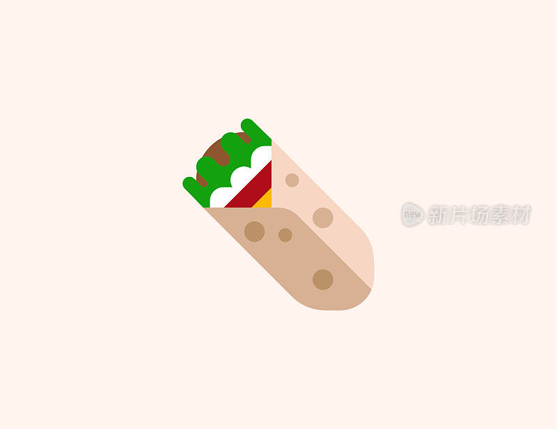 玉米煎饼矢量图标。隔离墨西哥快餐玉米煎饼平面彩色符号-向量