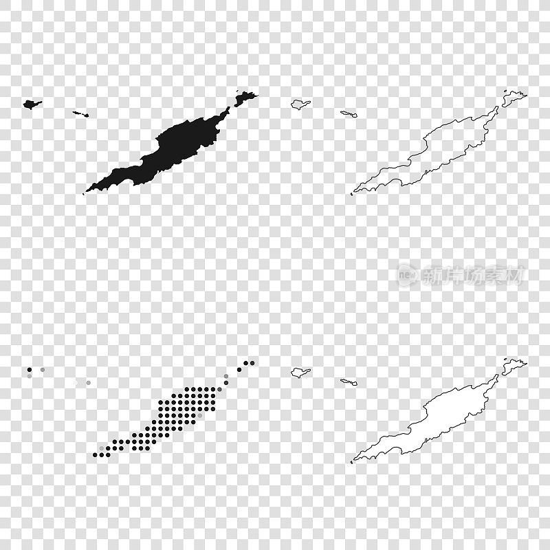 安圭拉地图设计-黑色，轮廓，马赛克和白色