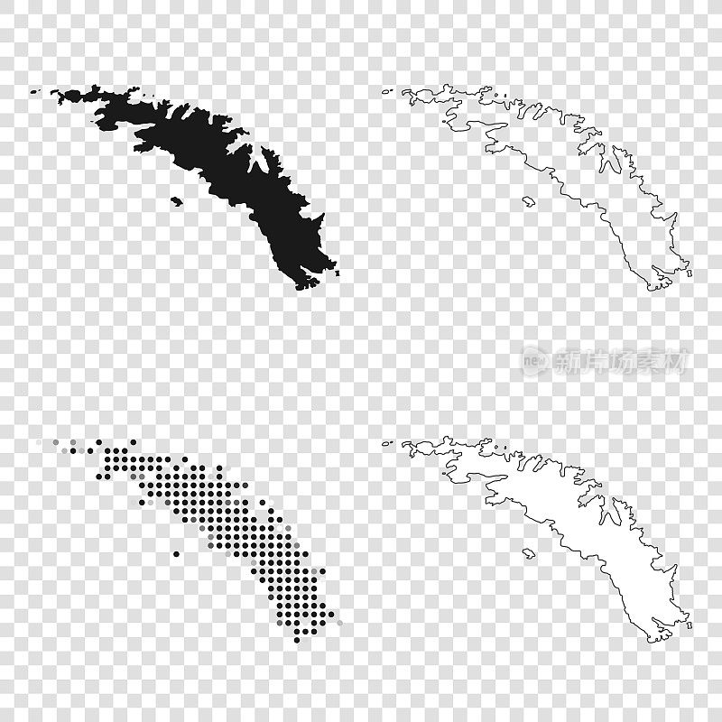南乔治亚和南三明治群岛的地图设计-黑色，轮廓，马赛克和白色