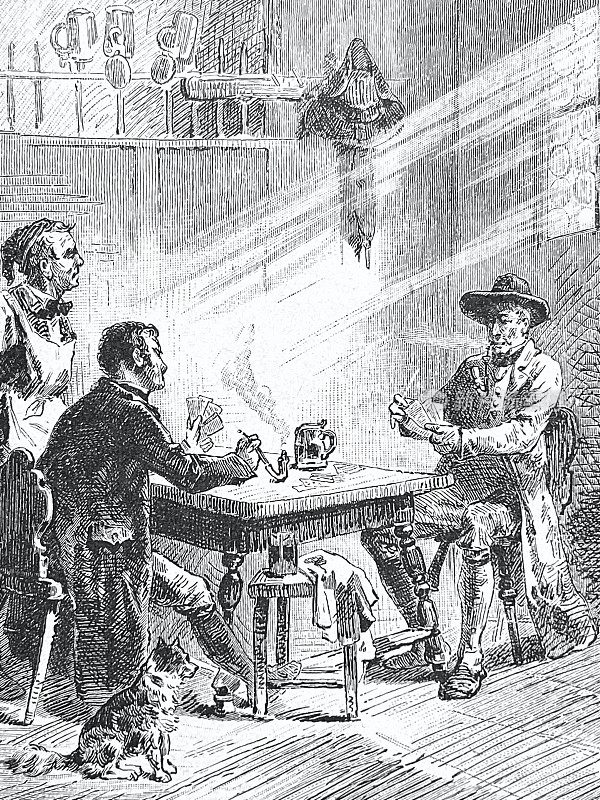 三个男人在餐厅打牌