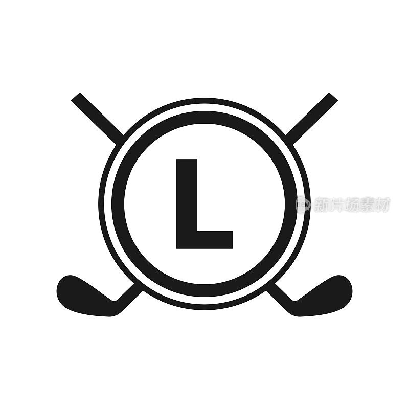 曲棍球标志在字母L矢量模板。美国冰球锦标赛运动队徽章标志