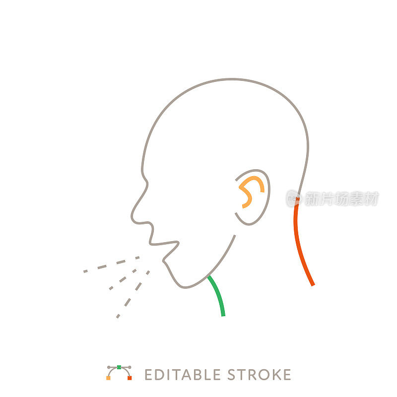 咳嗽多色线图标与可编辑的Stroke