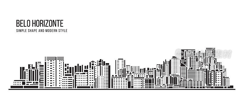 简单的造型和现代风格艺术矢量设计——贝洛奥里藏特城市