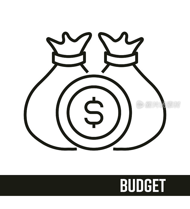 会计行图标概念。预算线图标设计。