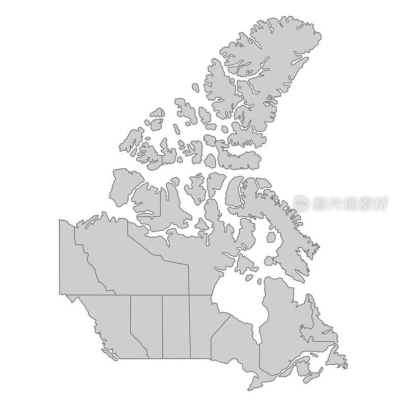 加拿大政治地图概略。高度详细的矢量插图。