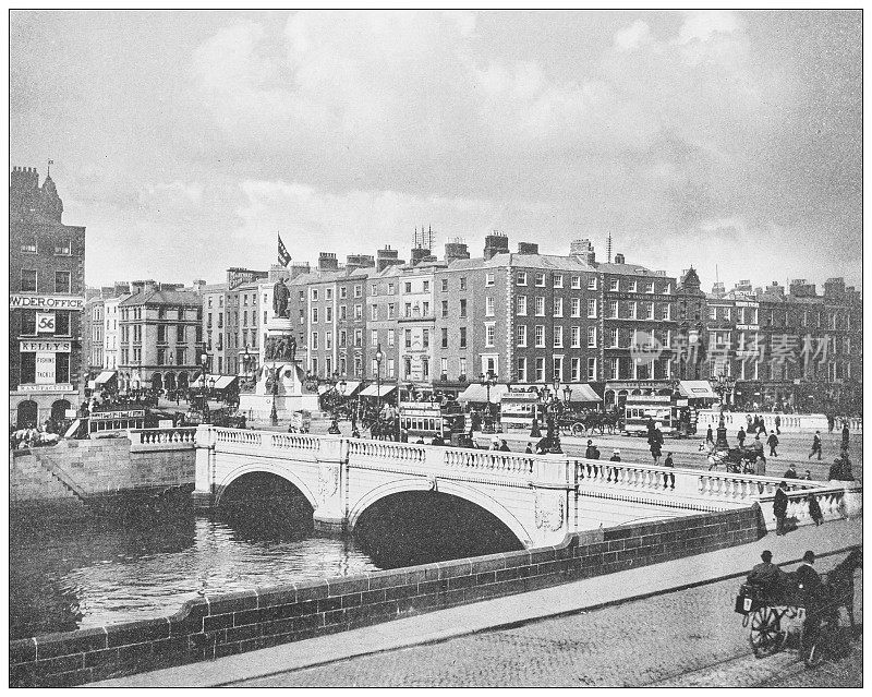 爱尔兰的古董照片:都柏林欧康奈尔桥
