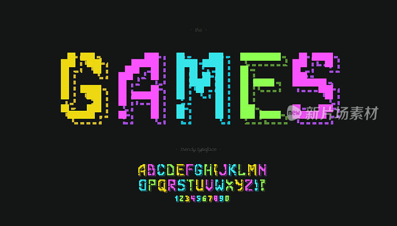 游戏矢量字体3d加粗彩色风格