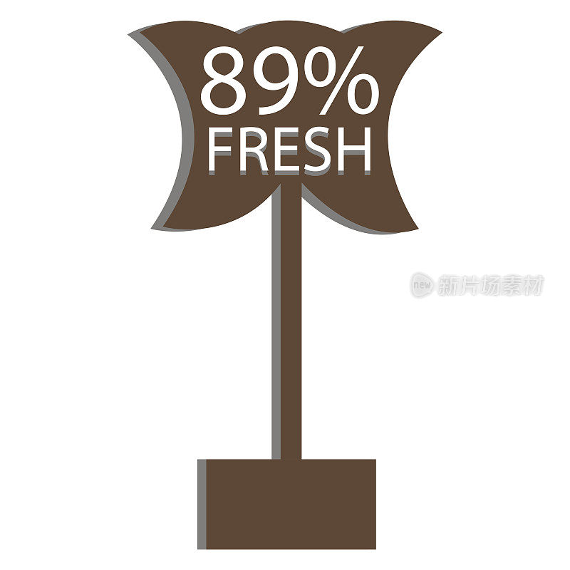 89%的矢量插图新鲜食品日常图形标签或贴纸在白色背景，矢量设计插图。适用于产品标签