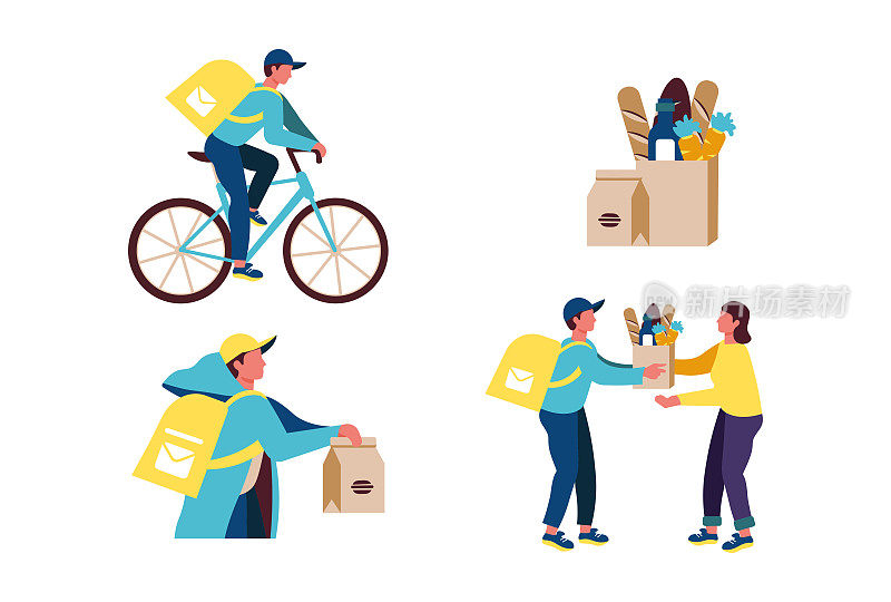 送货上门，自行车送货，杂货和食品送货