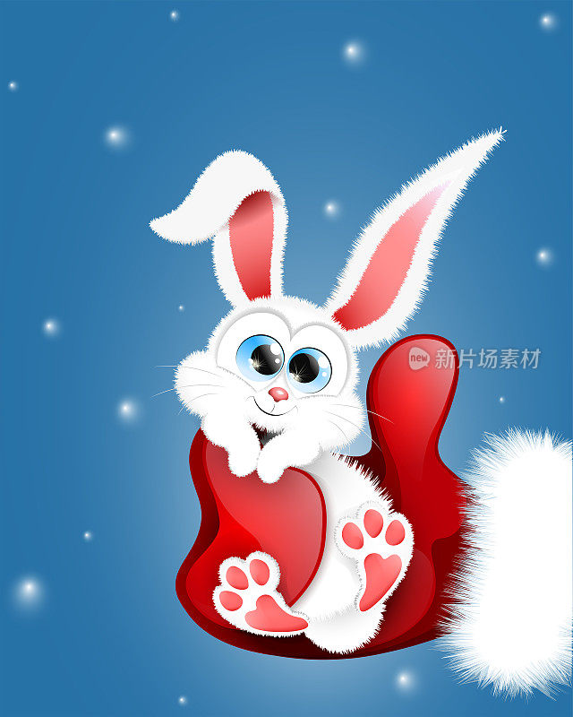 圣诞老人给小兔子戴手套