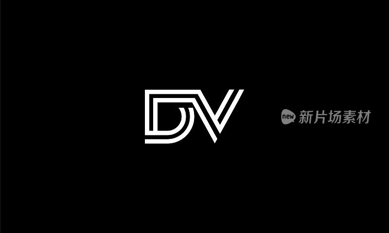 DV、VD抽象字母标志设计。