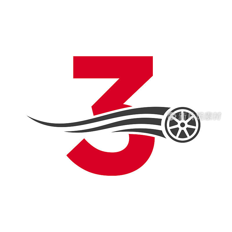 跑车信3汽车维修标志设计概念与运输轮胎图标矢量模板
