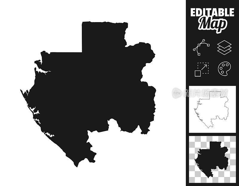 加蓬地图设计。轻松地编辑