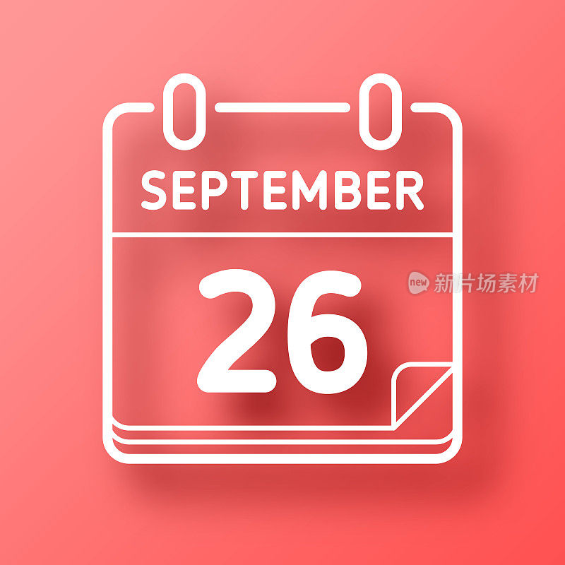 9月26日。图标在红色背景与阴影