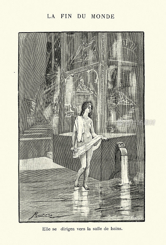 伊娃，地球上最后一个女人，在洗澡，维多利亚时代的科幻小说