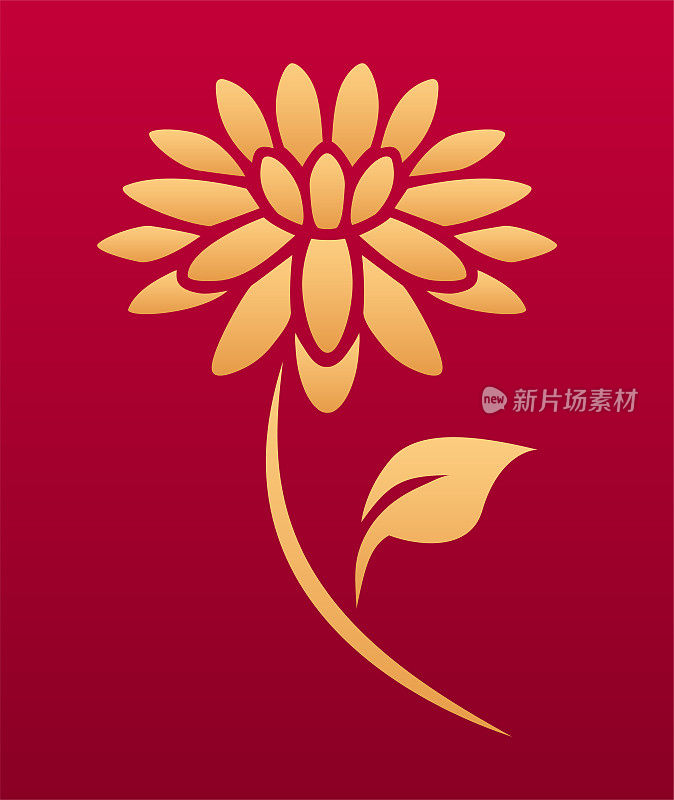 中国花卉装饰元素。中国传统花卉图案。菊花图标