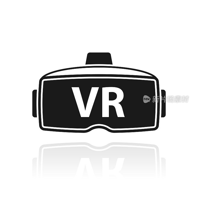 VR耳机-虚拟现实。白色背景上反射的图标