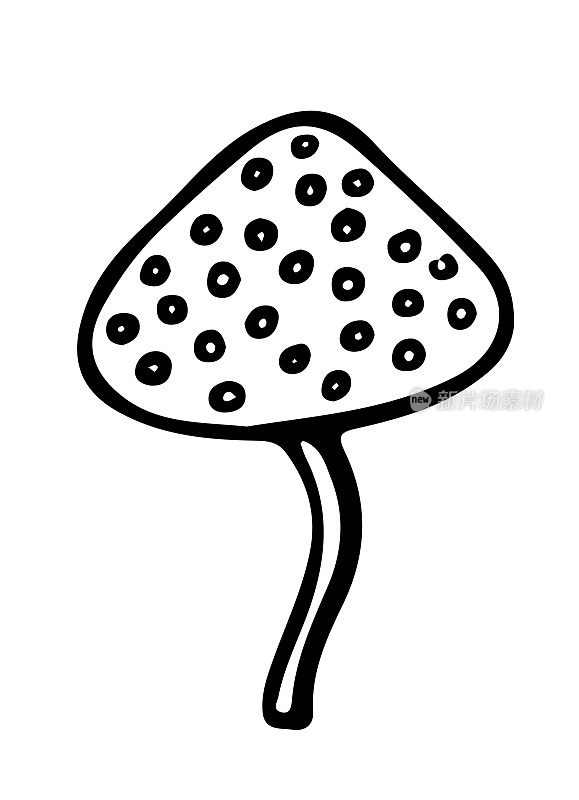 神奇的蘑菇。迷幻幻觉。涂鸦插图孤立在白色。60年代嬉皮艺术。矢量插图。